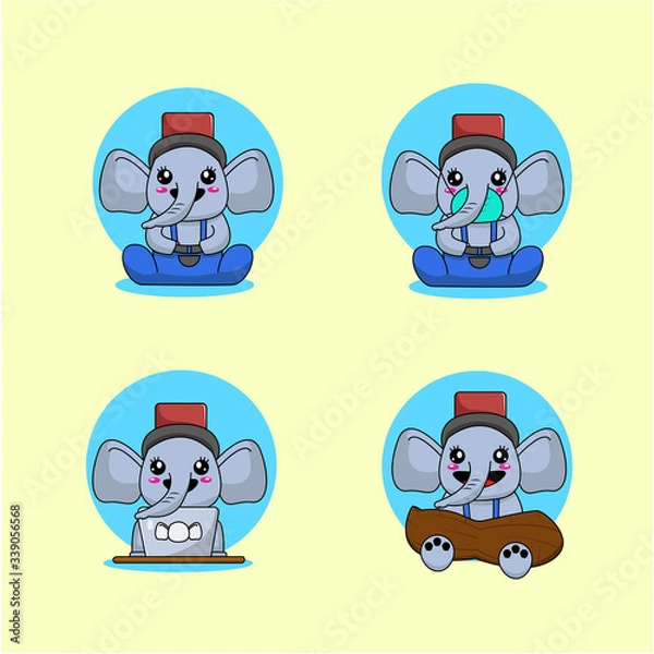 Fototapeta elephant stay home illustrations