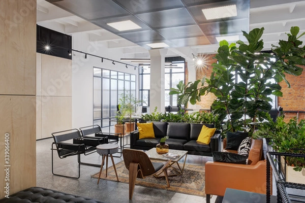 Obraz modern open space office interior with furniture