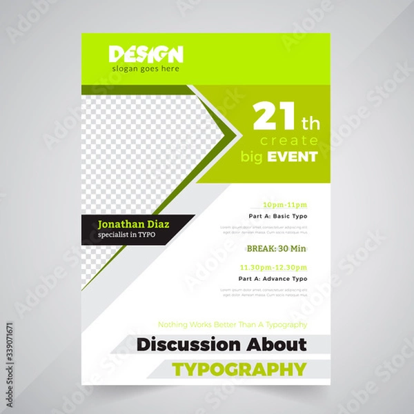 Fototapeta Business flyer design layout template in A4 size. Design Agency Concept Template.