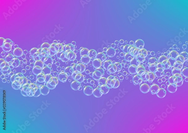 Fototapeta Swimming pool background with soap bubbles and foam.