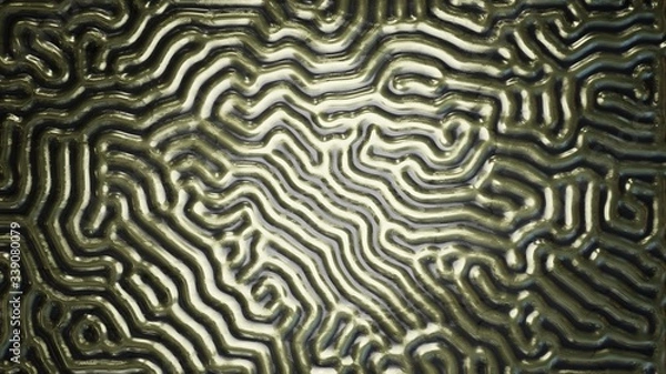 Fototapeta Golden Organic Pattern Based on Reaction-Diffuision Formula - 3D Rendering