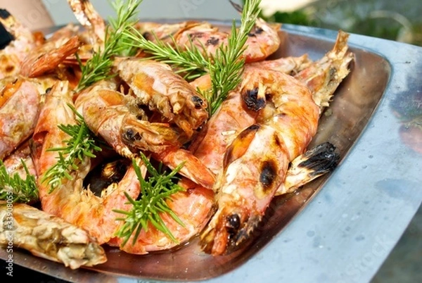 Obraz crayfishes cooked on the grill