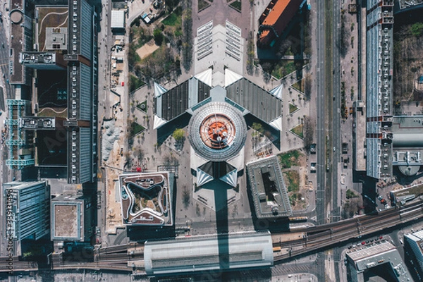 Obraz Breathtaking Overhead Aerial View of Berlin Alexanderplatz TV Tower in Beautiful Daylight