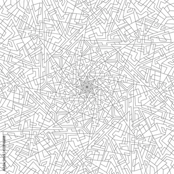 Fototapeta Geometric mandala coloring book. Beautiful relax dud black and white ornament. Large size, meditative drawing. Coloring book page.