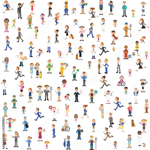 Obraz 働く人と生活してる人々