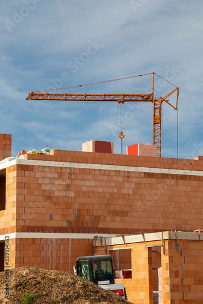 Fototapeta House construction in the new development area, Germany