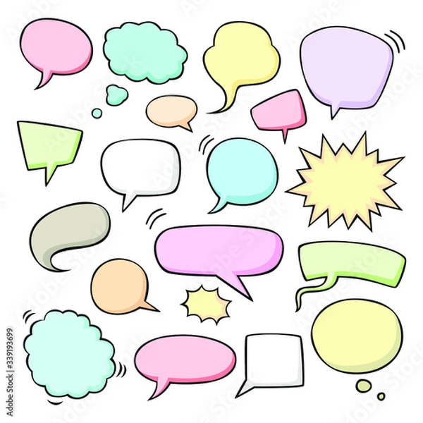Fototapeta Set of empty speech bubbles in drawing style vector