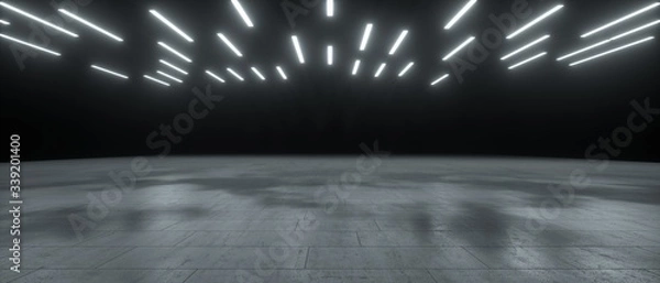 Obraz Abstract Futuristic dark corridor interior design. Future concept. 3D Rendering