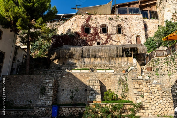 Fototapeta amazing modern and roman stone, brick and marble architecture with columns and arches