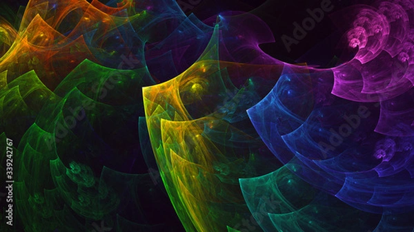 Fototapeta 3D rendering abstract fractal light background
