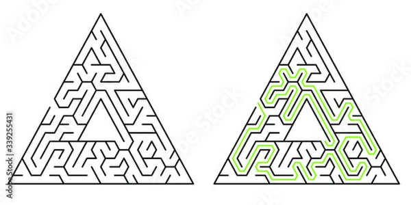 Obraz Triangular maze with solution, 20 cells wide