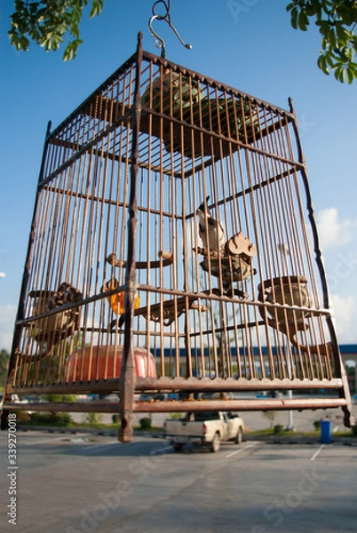 Obraz タイの町角の鳥かご：旅先の風景：東南アジア