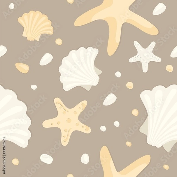 Fototapeta seamless background with shells