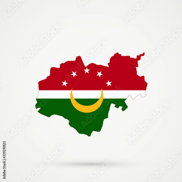 Fototapeta Kabardino-Balkar Republic map in Arab Maghreb Union (AMU) flag colors, editable vector.