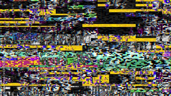 Obraz No Signal Error Noise Lines Black and White Abstract Glitch Screen Background