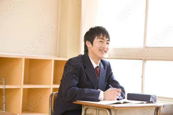 Obraz 授業を受ける男子中学生