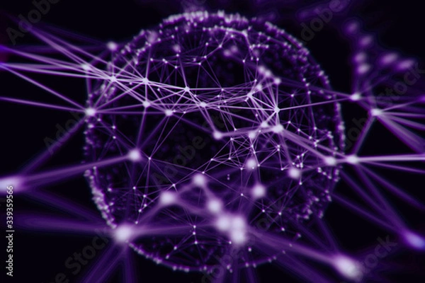 Fototapeta Abstract sphere geometry orb and polygonal lines and dots. Futuristic Technology (super high resolution)