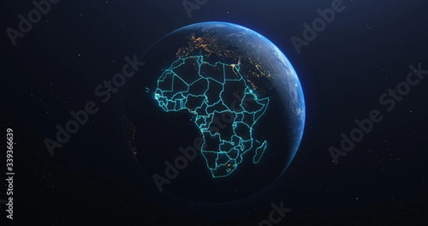 Fototapeta Africa countries outline map from space, globe planet earth from space, elements of this image courtesy of NASA