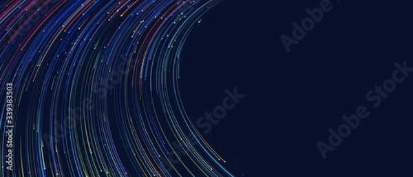 Fototapeta Abstract colorful circular lines on dark blue background