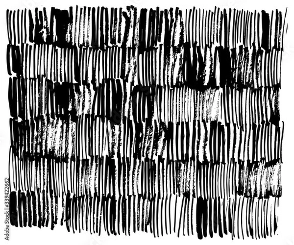 Fototapeta The texture of the strokes of hand-drawn brush and ink. Black and white vector illustration. Can be used in social networks, for articles, publications, postcards, print, poster, sticker, on a T-shirt
