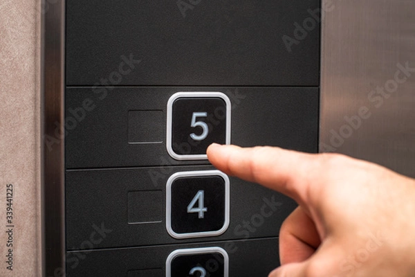 Obraz エレベーター　ボタン　指