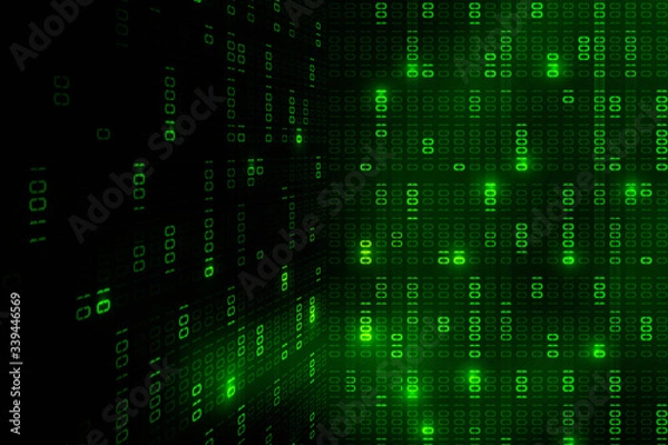 Obraz 2d illustration abstract digital binary data on computer screen