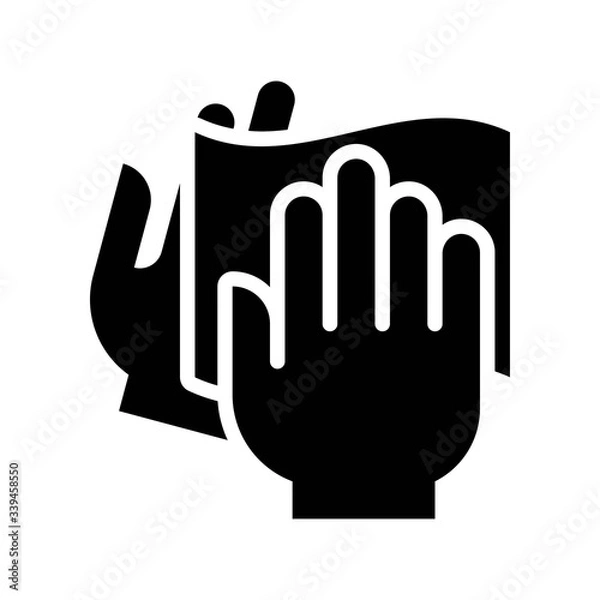 Obraz wash hand or hygiene related hands drying or wiping with tissue paper vector in solid design,