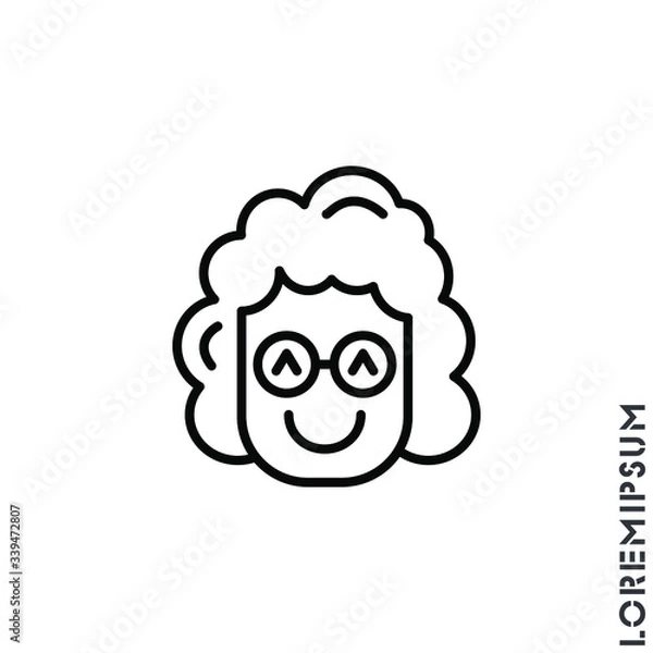Obraz Smile icon girl, woman. Happy, laughing, emotions icon. Simple line, outline vector expression of mood icons for ui and ux, website or mobile application. 
