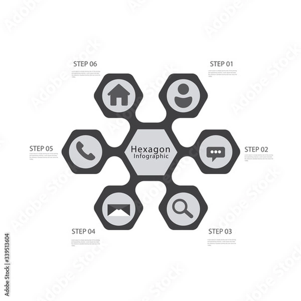 Obraz Hexagon Diagram Infographic Template 