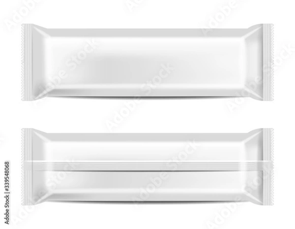 Obraz White package for chocolate, isolated realistic package, set packaging, vector illustration