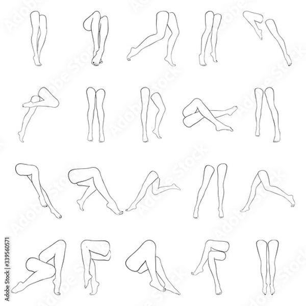 Obraz Female legs with pedicure, vector set of beautiful woman legs