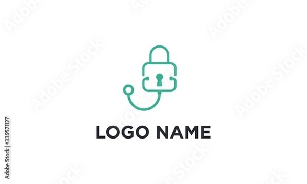 Fototapeta vector logo design with stethoscope and lock concept  