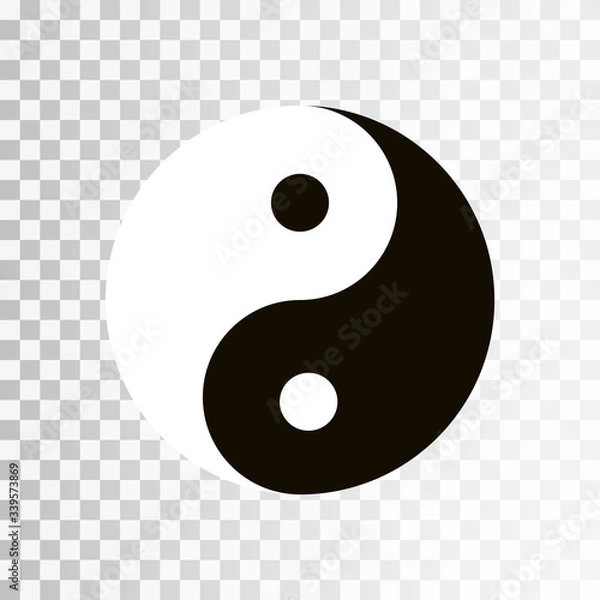Fototapeta Symbol Yin Yang. Wektor ikona harmonii i równowagi, znak yinyang na przezroczystym tle. EPS 10