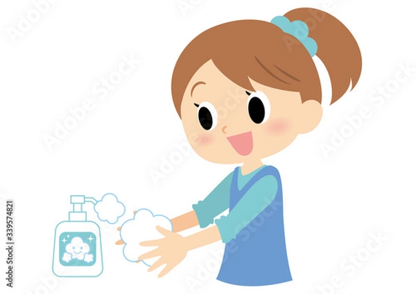 Fototapeta 女子の手洗い　せっけん