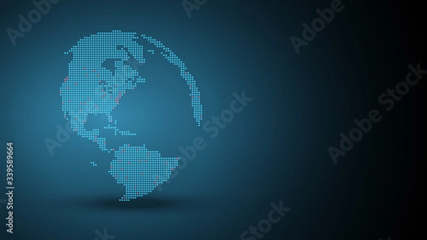 Fototapeta Blue abstract network backround with globe, vector illustration
