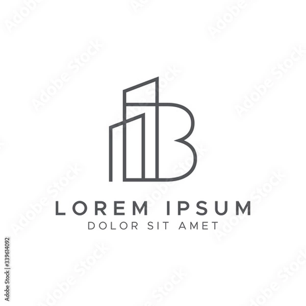 Fototapeta Letter B line building logo vector design template