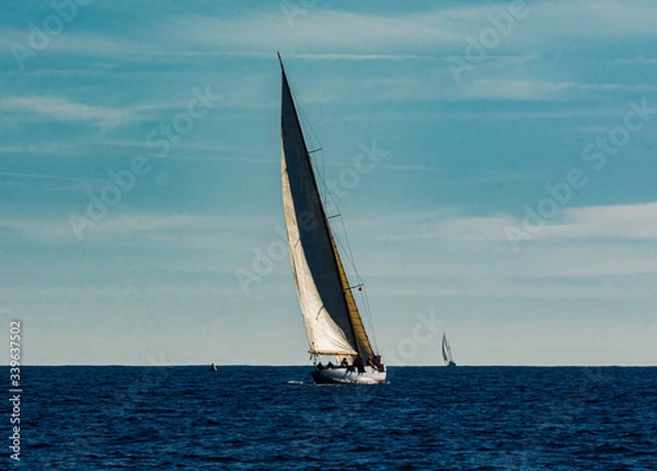 Obraz boats sailing through the mediterranean sea