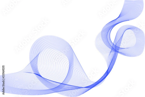 Fototapeta beautiful abstract blue ribbon with rings