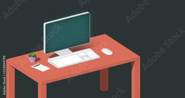 Obraz Desktop with laptop flat illustration