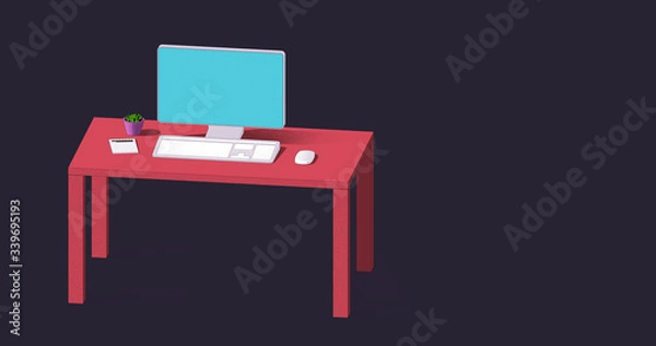 Obraz Desktop with laptop flat illustration