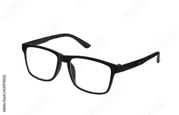 Fototapeta Eye glasses spectacles with black frame For reading isolated on white background with clipping path..