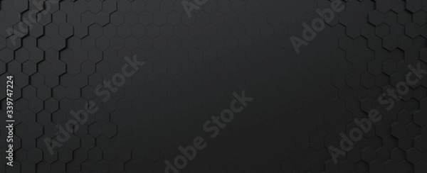 Fototapeta Science and technology black hexagonal tiles abstract technology background