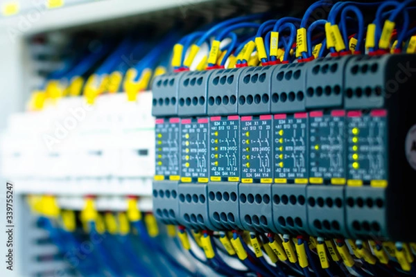 Obraz Electric control panel enclosure for power and distribution electricity. Uninterrupted, electrical voltage.