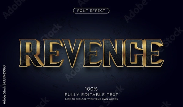 Fototapeta Dark Gold 3d text effect. Editable font style