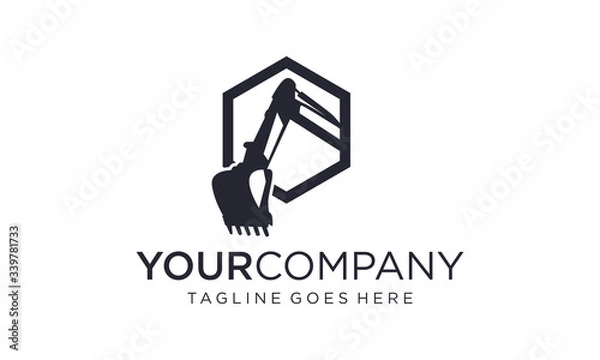 Fototapeta Abstract excavator for the logo design vector editable on white background
