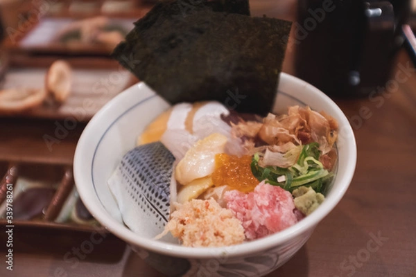 Fototapeta Sushi rice on the region Hokkaido has been designated as a recommended menu for tourists visiting