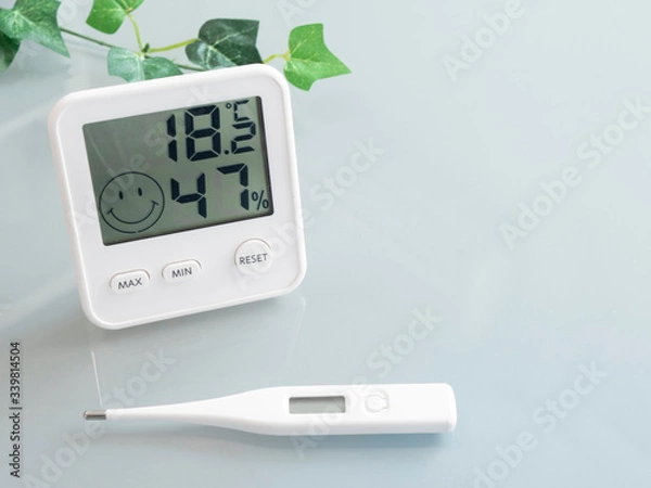 Obraz 温湿度計　体温計　感染予防
