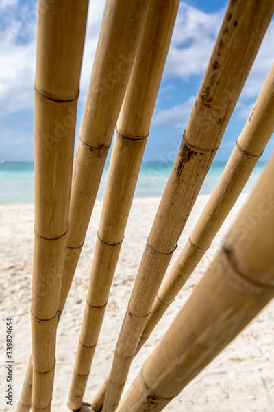 Obraz white beach and bamboo, Boracay island, Philippines.