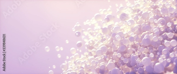 Fototapeta Abstract background of 3d spheres. Modern plastic pastel bubbles. Concept of science physics nano rendering glossy balls