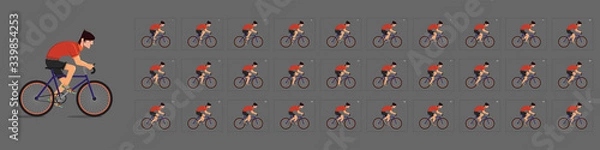 Fototapeta Cycling  animation. Cycle riding animation . Sprite sheet of Cycling. Animation for game or cartoon. Frame by frame animation. [Converted]